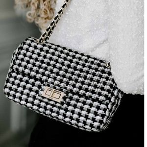 Karl Lagerfeld Black & White Houndstooth Purse NWT